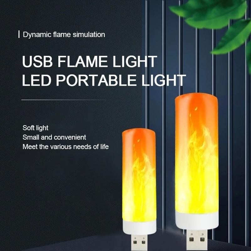 Đèn LED USB Mini Hình Ngọn Lửa Di Động Ánh Sáng Ban Đêm Đa Ứng Dụng