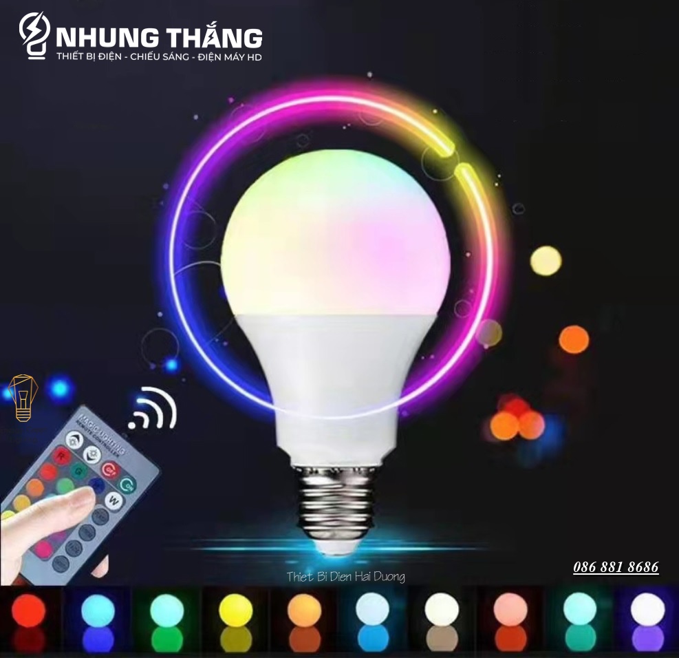 Đèn Led A60K Đổi Màu - 16 Triệu Màu Quay Video - Có Điều Khiển - Tăng Giảm Ánh Sáng - Đui E27 - Có Video