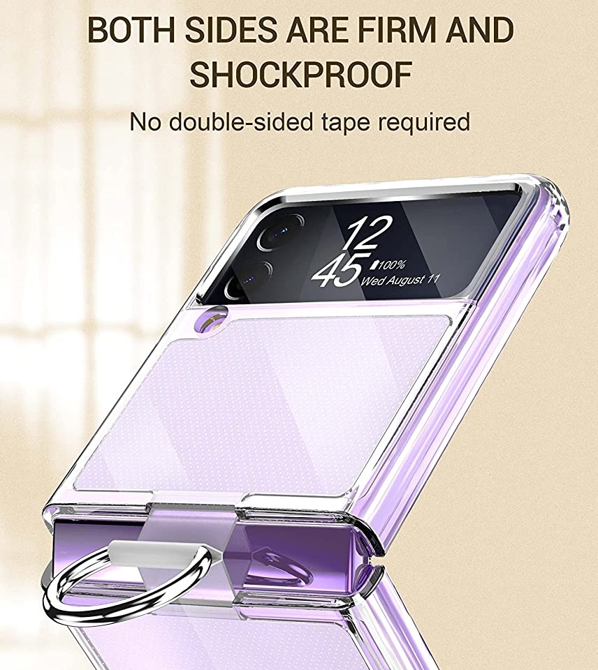 Ốp lưng chống sốc trong suốt kèm iring cho Samsung Galaxy Z Flip 4 hiệu Likgus Cover Ring  - hàng nhập khẩu