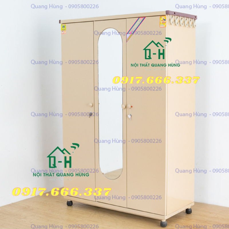 TỦ SẮT ĐỰNG QUẦN ÁO SƠN TĨNH ĐIỆN 3 CÁNH TH18K3 MÀU CÀ PHÊ DÀNH CHO GIA ĐÌNH
