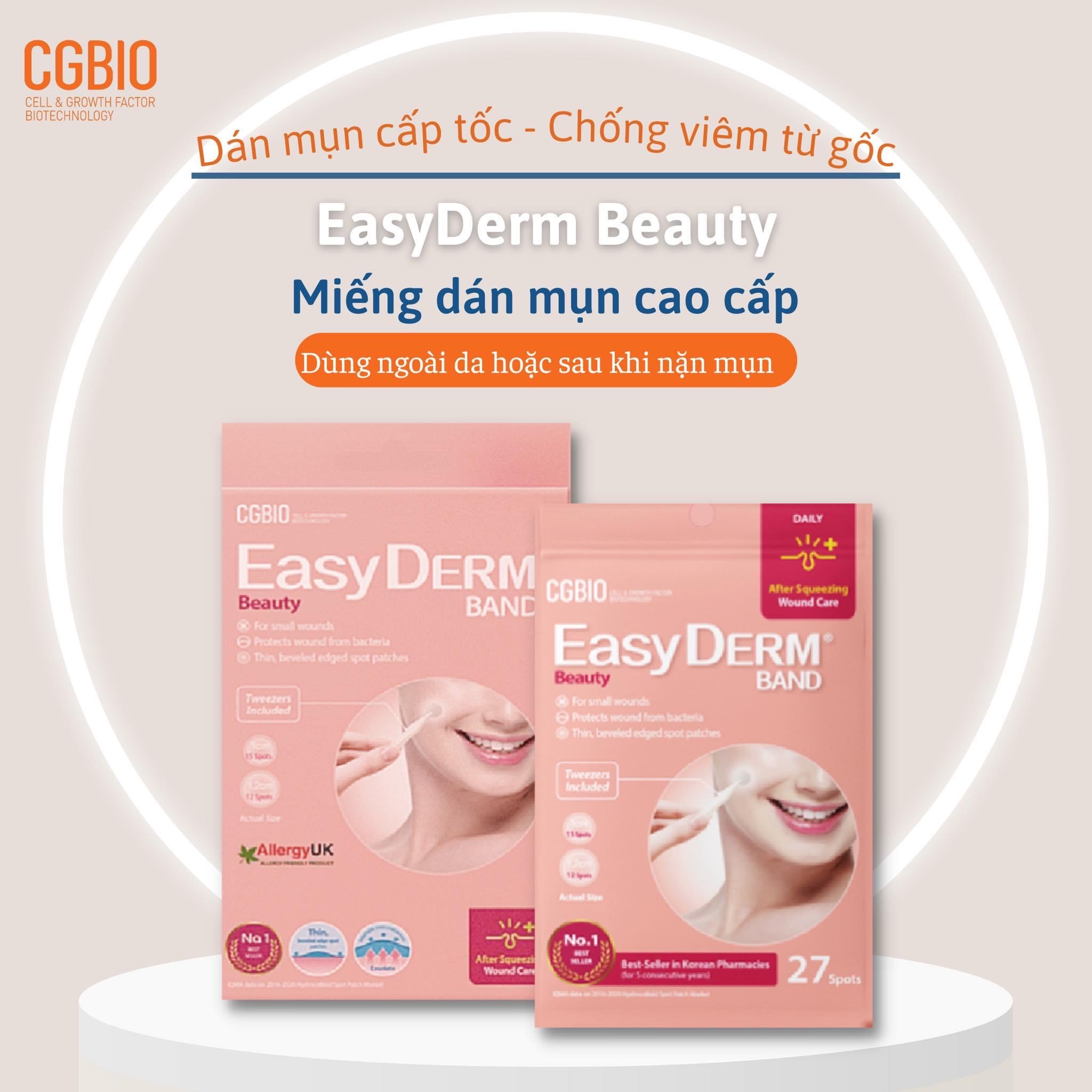 Miếng dán mụn giảm sưng viêm CGBIO EASYDERM BEAUTY - Tặng kèm nhíp gắp tiện dụng