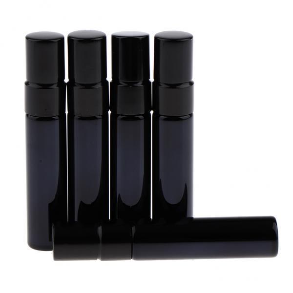 2X 5pcs Glass Spray Bottles Mini Vials Perfume Bottle Cosmetic Container Black