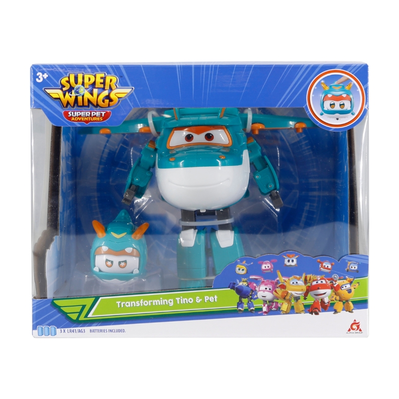 Đồ Chơi SUPERWINGS Robot Biến Hình Cỡ Lớn Khủng Long Tino Kết Hợp Thú Cưng Tino YW770447