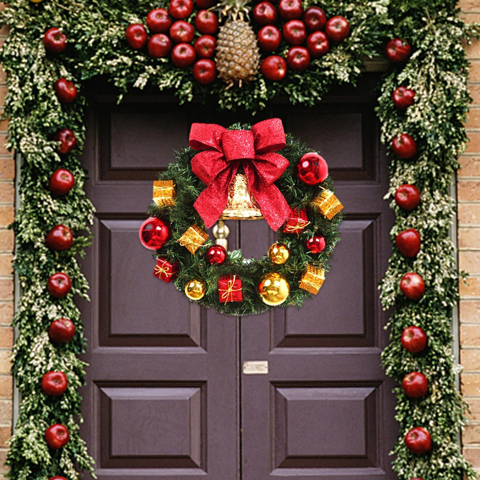 Artificial Christmas Wreath Front Door Wreath 30cm Housewarming Holiday Garland Decoration for Wedding Home Dining Room Party