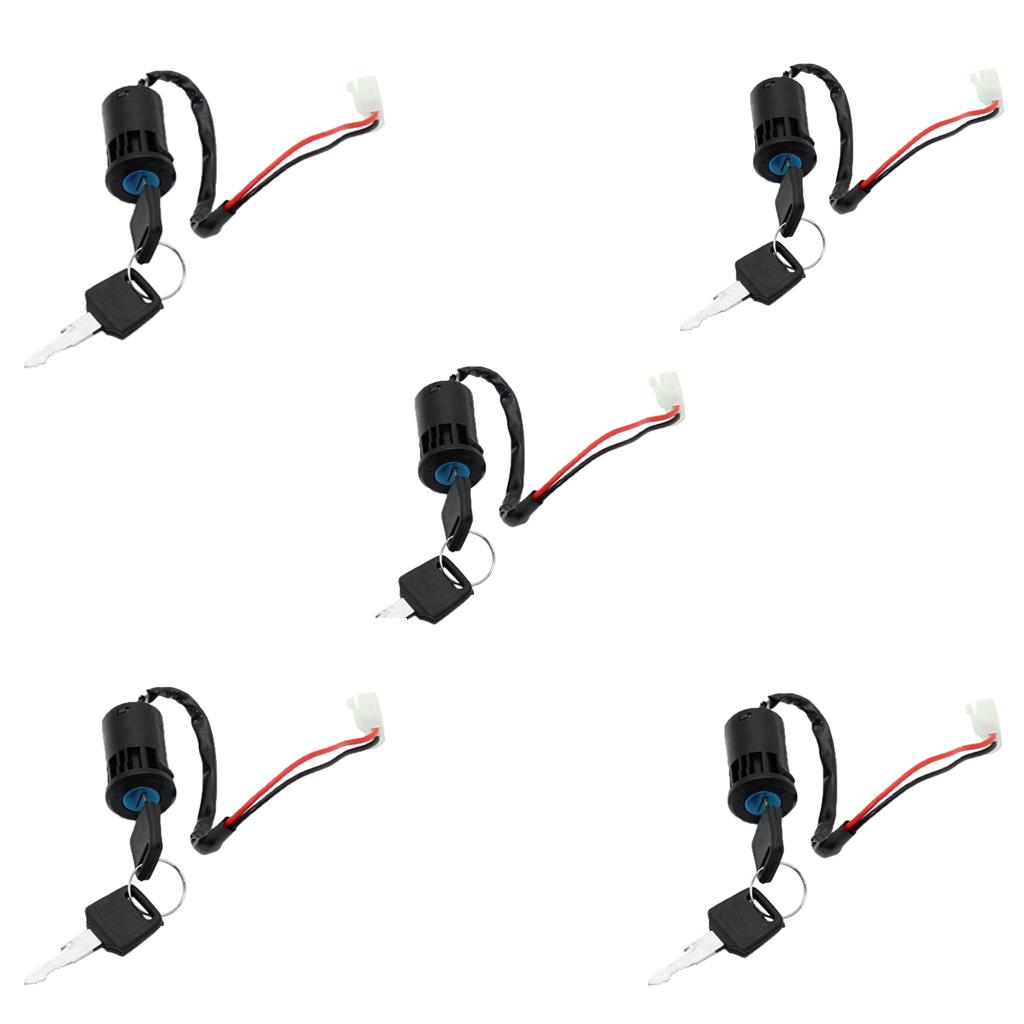 5 Pieces 2 Wire Ignition Key Switch 10 Keys for Scooter Dirt Bike ATV Kart