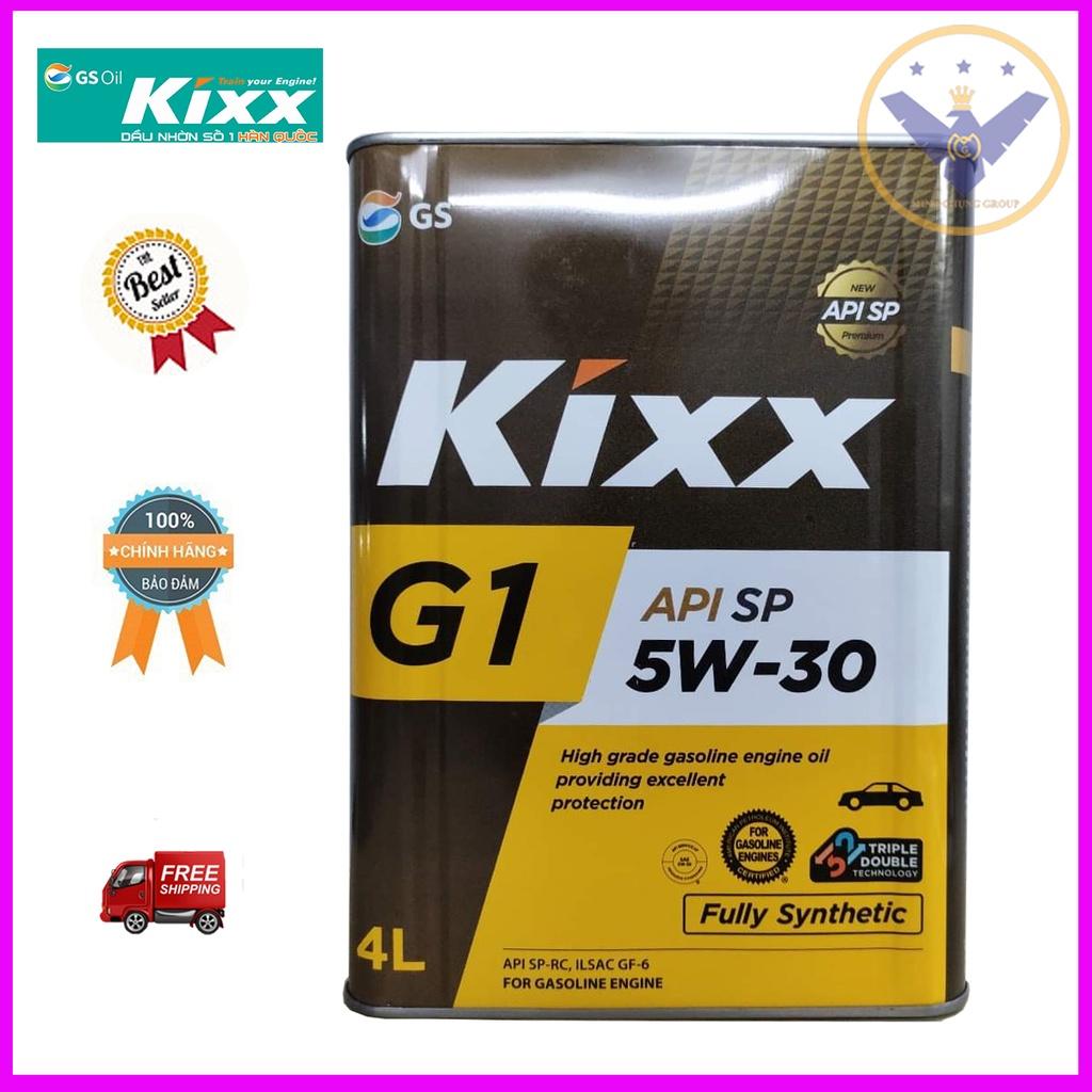 Combo 2 Dầu nhớt ô tô full tổng hợp Kixx G1 API SP 5W30 Hàn Quốc can sắt 4L