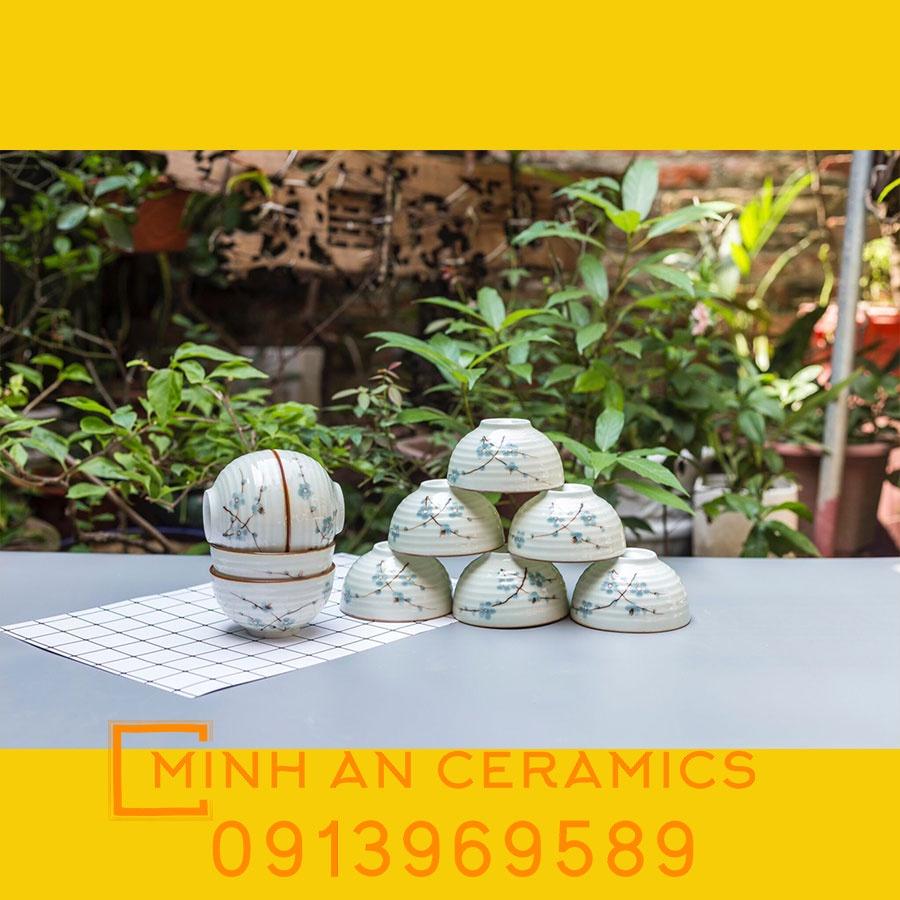 Combo 10 bát cơm gốm sứ Minh An Bát Tràng
