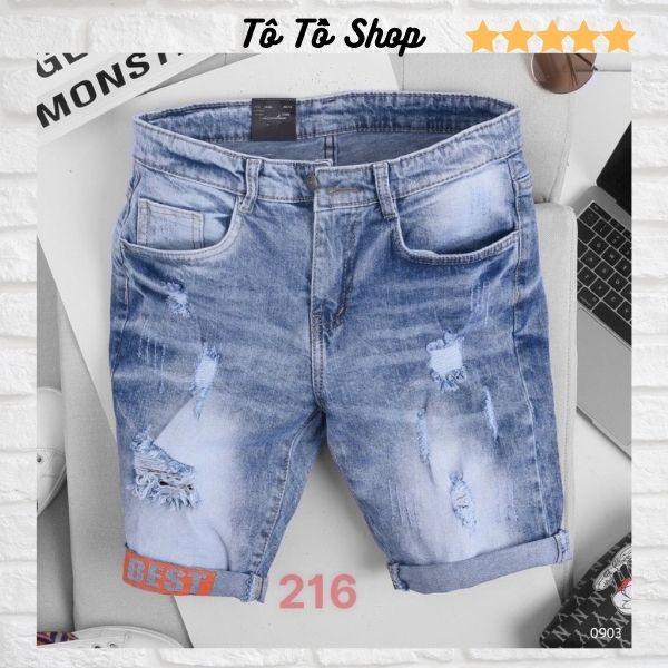 Quần Short Nam Rách️️ Quần Short Bò Nam Cao Cấp - Sọt Jean Co Giãn Mẫu Mới Hàng VNXK Tô Tồ Shop QSJN05 -Mã 218