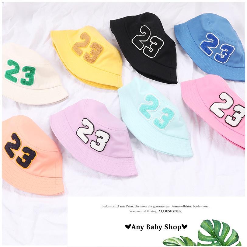 Hình ảnh Mũ nón Bucket rộng vành thời trang số 23 cho bé trai và bé gái 8 màu siêu cute hột me  -có dây nón   