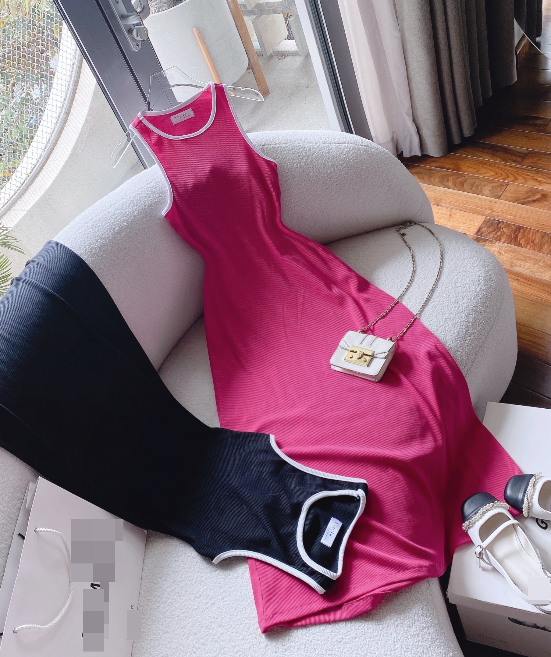 ĐẦM THUN SUÔNG ÔM BODY SÁT NÁCH 3 LỖ DÀI MIDI HỒNG BARBIE TRƠN HAI DÂY MAXI ĐI BIỂN DẠO PHỐ DỰ TIỆC