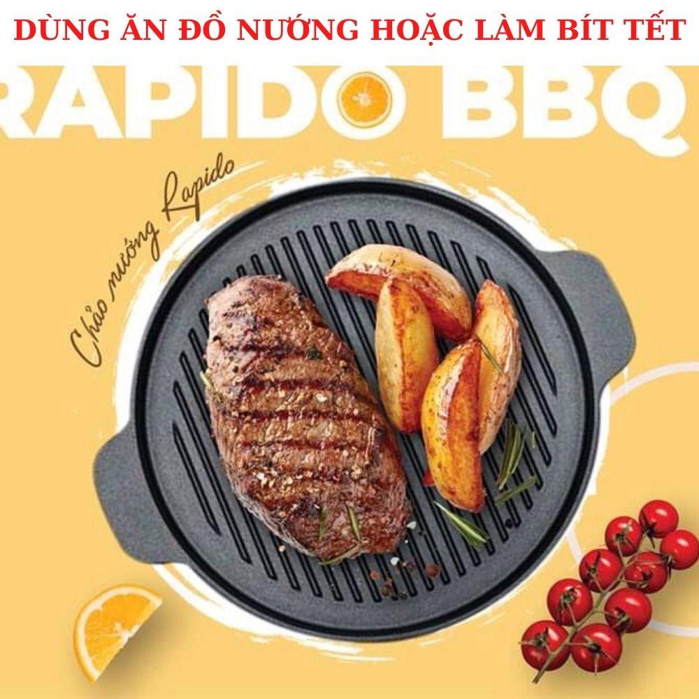 Chảo Gang Nướng Thịt Hàn Quốc , chảo nướng thịt hàn quốc rapido size 24cm, 26 cm dùng cho mọi loại bếp