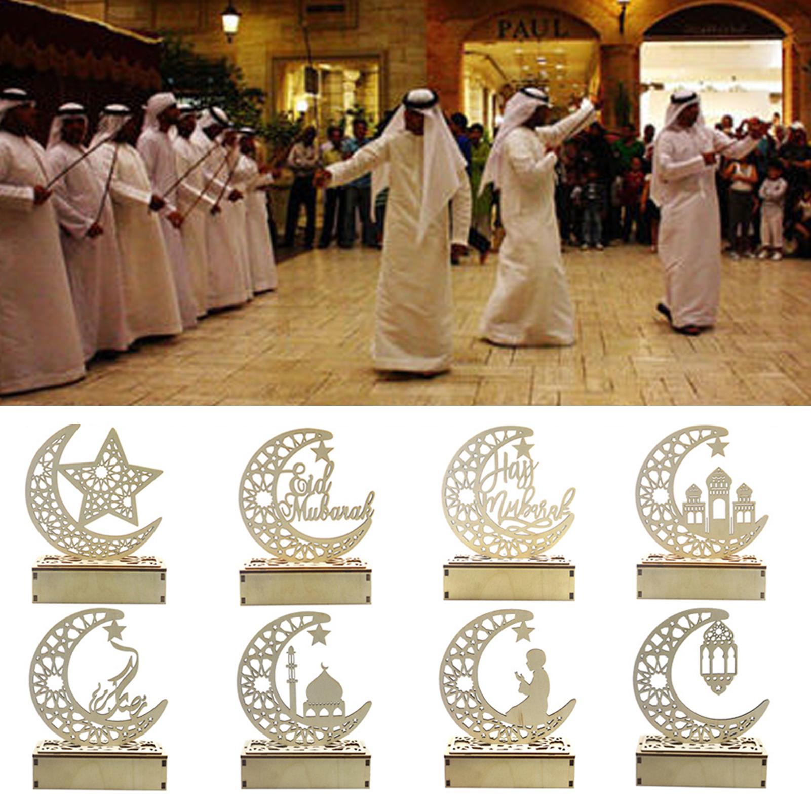 Đèn Ramadan bằng gỗ, hình mặt trăng dùng để trang trí nhà cửa, đèn ngủ, ...