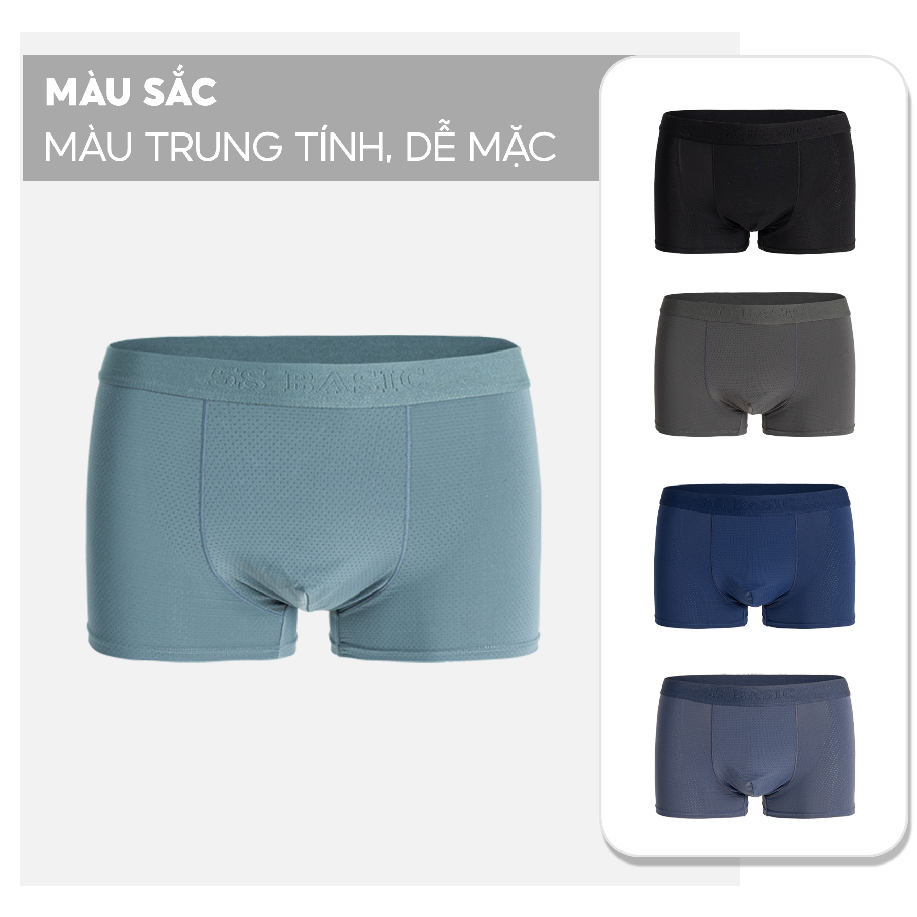 Quần Sịp Đùi Nam 5S FASHION, Vải Coolmax Siêu Mịn, Mềm, Thiết Kế Thông Hơi, Co Giãn Thoải Mái