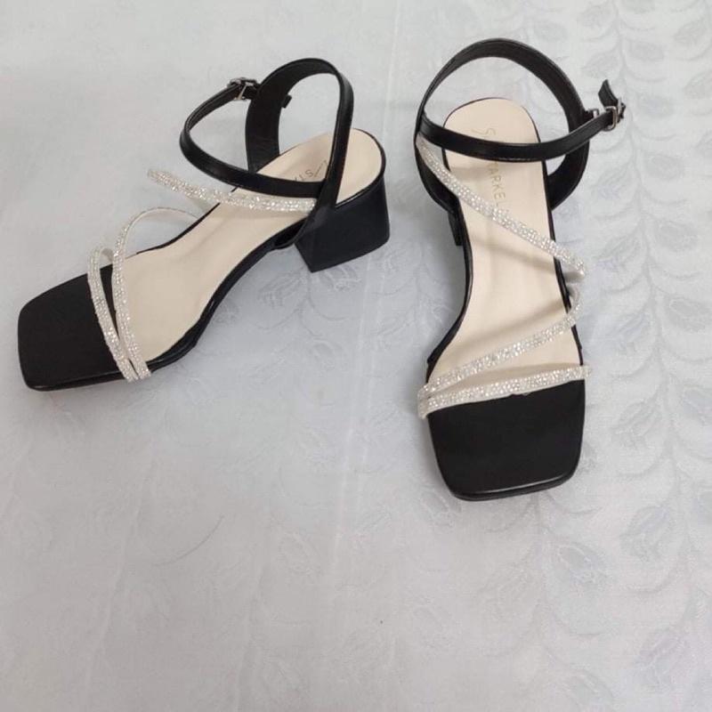 Sandal quai đính đá sang trọng gót 5 phân rễ phối đồ cho chị e đi dự tiệc Mã T22