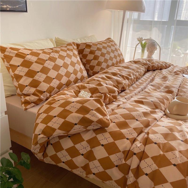 Bộ Chăn Ga Gối Cotton Living 100%cotton Hàng Nhập Khẩu Cao Cấp 4 Món Hình Thoi