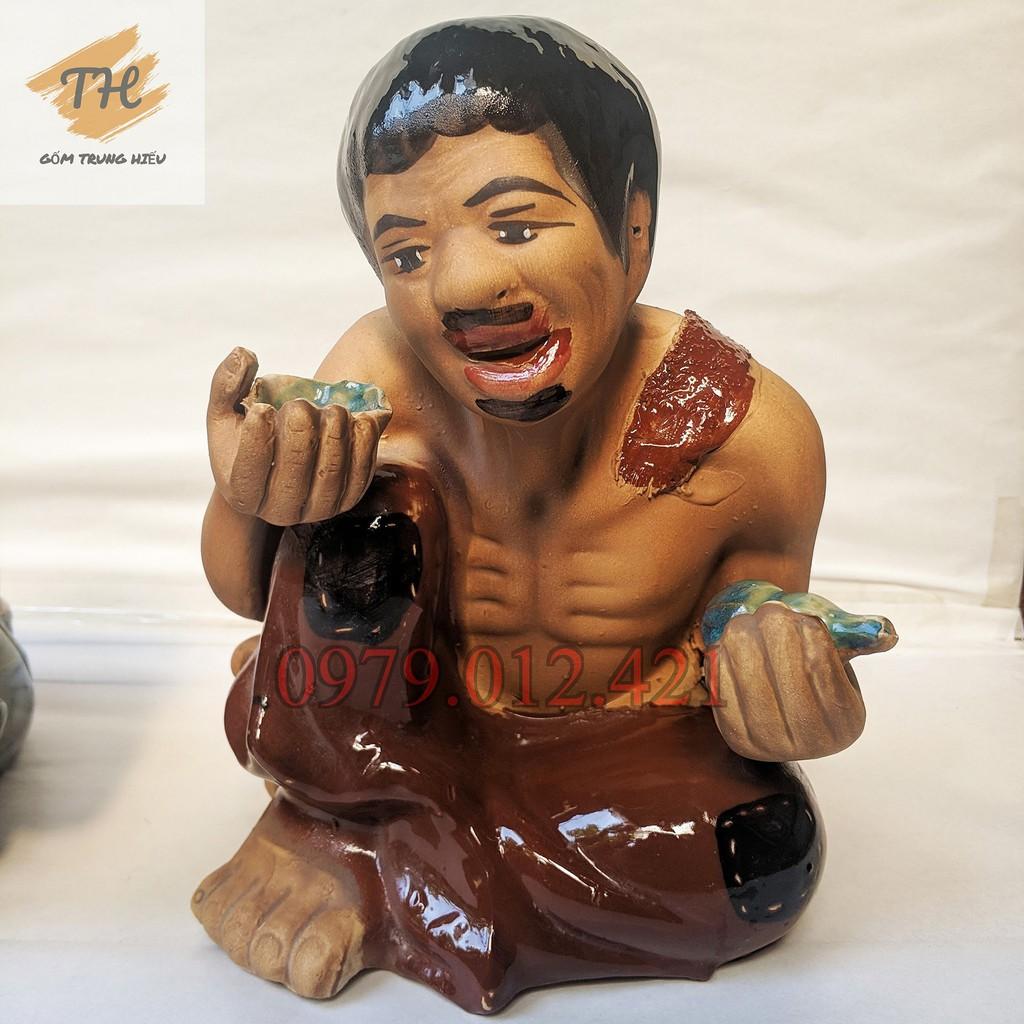 Tiểu cảnh gốm Bát Tràng Chí Phèo - Thị Nở - cao 22cm