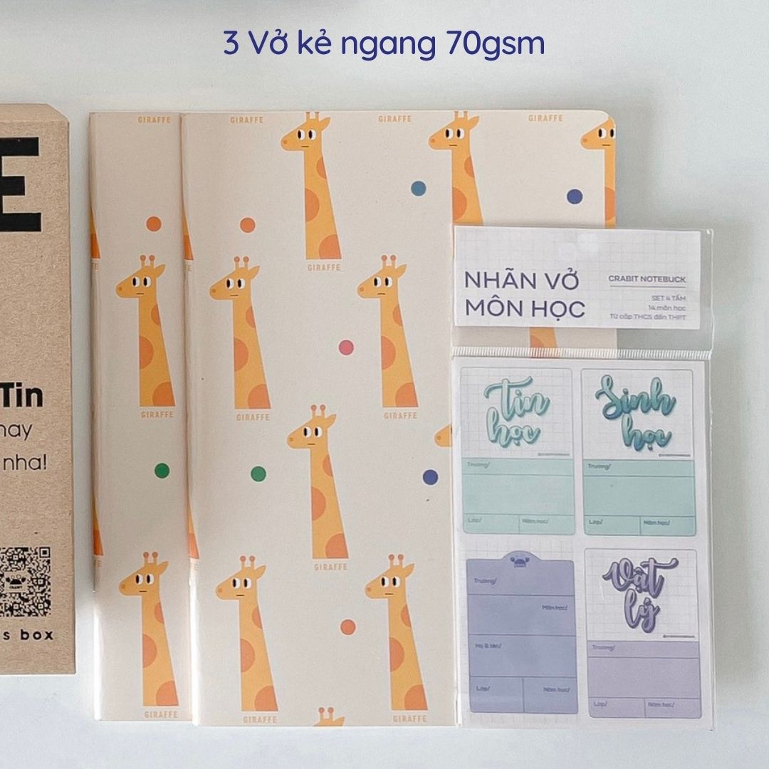 Vở chuyên toán văn anh hoá lý Box vở Crabit Study Buddy 2022 vở kẻ ngang dot ô vuông white line cornel TẶNG NHÃN VỞ