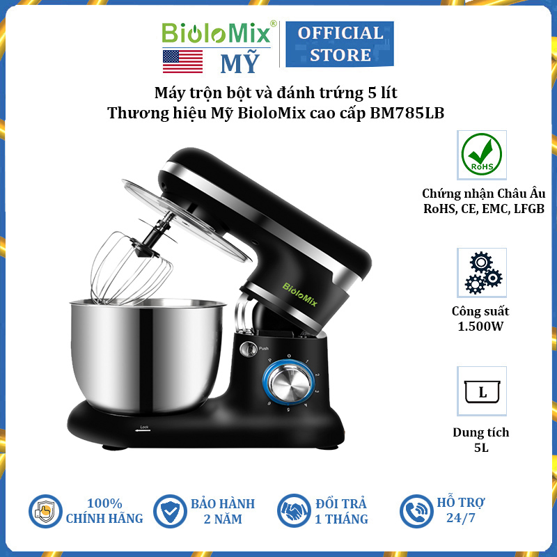 Máy trộn bột và đánh trứng phiên bản cao cấp 5 lít BM785LB thương hiệu BioloMix - HÀNG NHẬP KHẨU