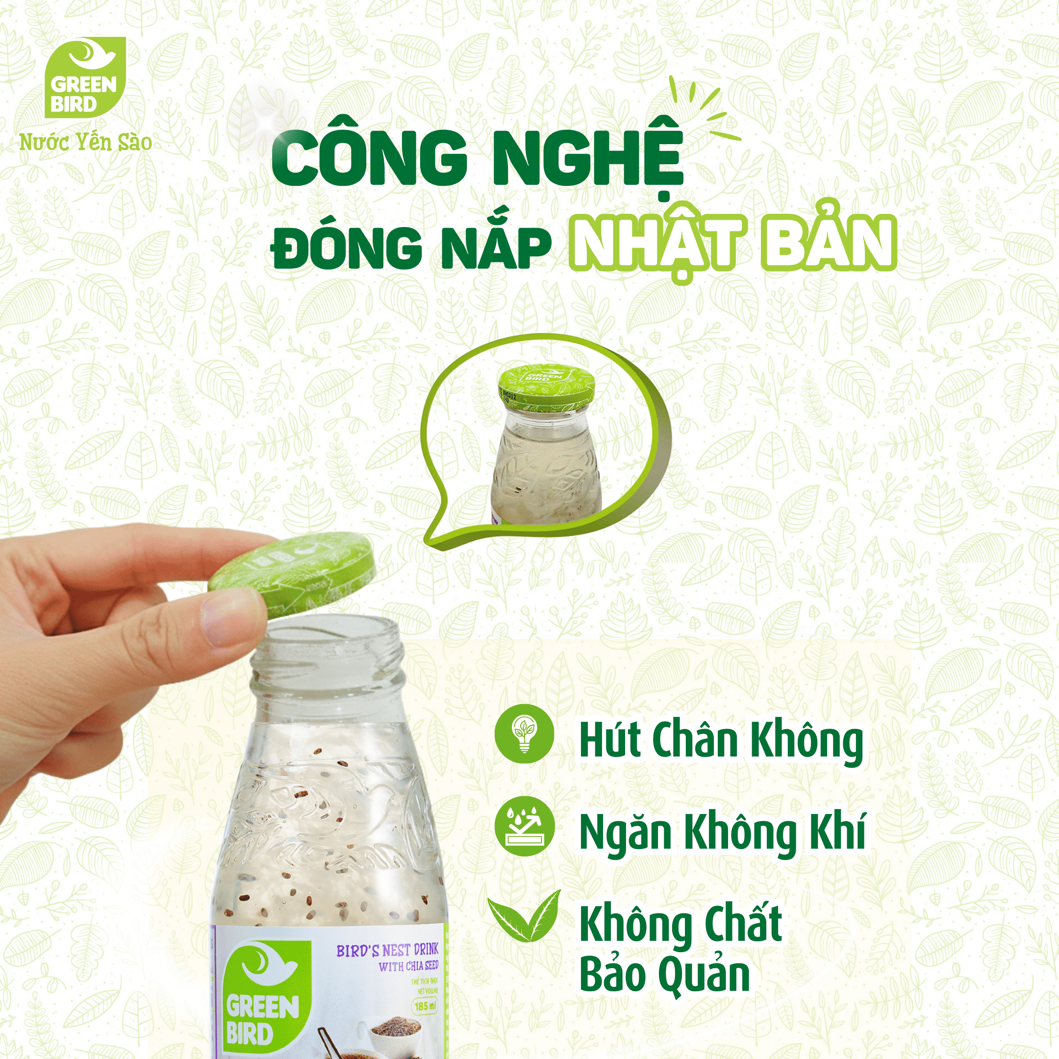 Nước Yến Đông Trùng Hạ Thảo Green Bird Tăng Cường Sức Khỏe Chai 185ml