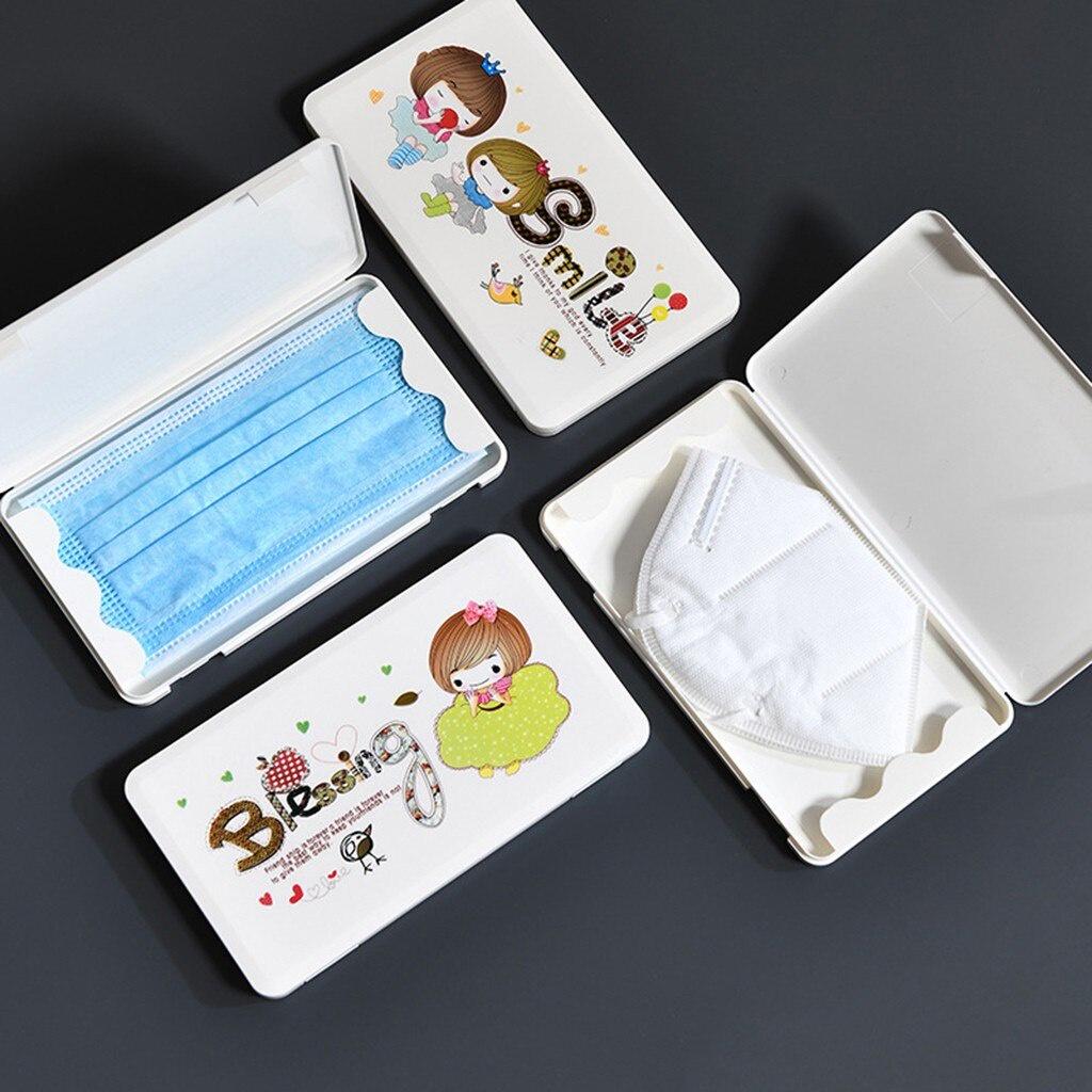 1PC Cute Printed Waterproof Flip Cover Mask Case Disposable Face Mask Storage Case Portable Folder Box Anti-moisture Mask Holder