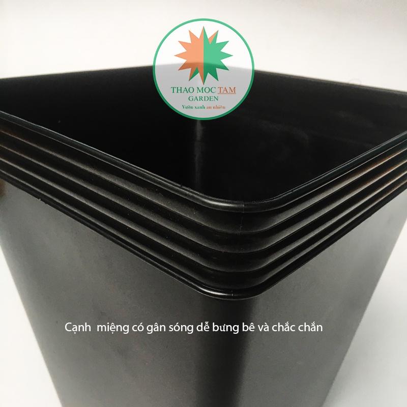Bộ 05 Chậu Vuông Dày 28x33cm Trồng Hoa Hồng, Sung Mỹ, Cây Kiểng – Chất liệu nhựa PP, có độ dẻo chất lượng cao