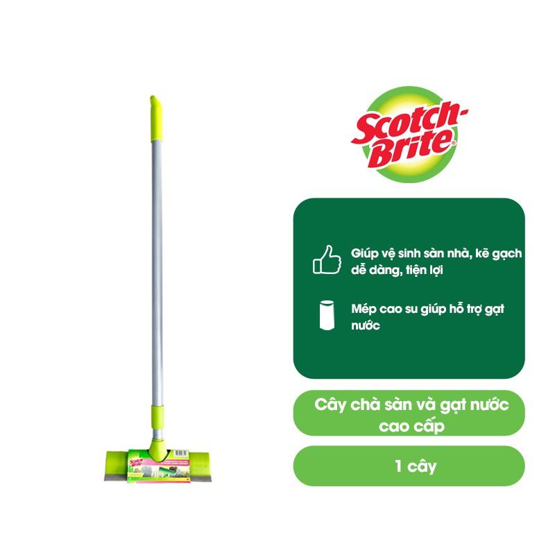 Cây chà sàn và gạt nước Scotch - Brite 3M đa năng - Sợi nylon bền chắc cao cấp, tay cầm thép không gỉ, gọn nhẹ