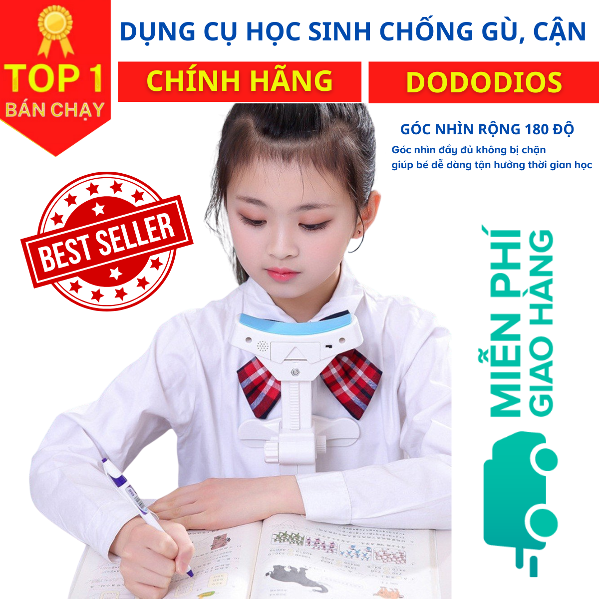 Dụng Cụ Giá Đỡ Cằm Chống Cận Thị, Chống Gù, Giá đỡ chống cận thị, dụng cụ ngăn ngừa gù lưng trẻ em chữ T thông minh cho học sinh - Hàng chính hãng dododios