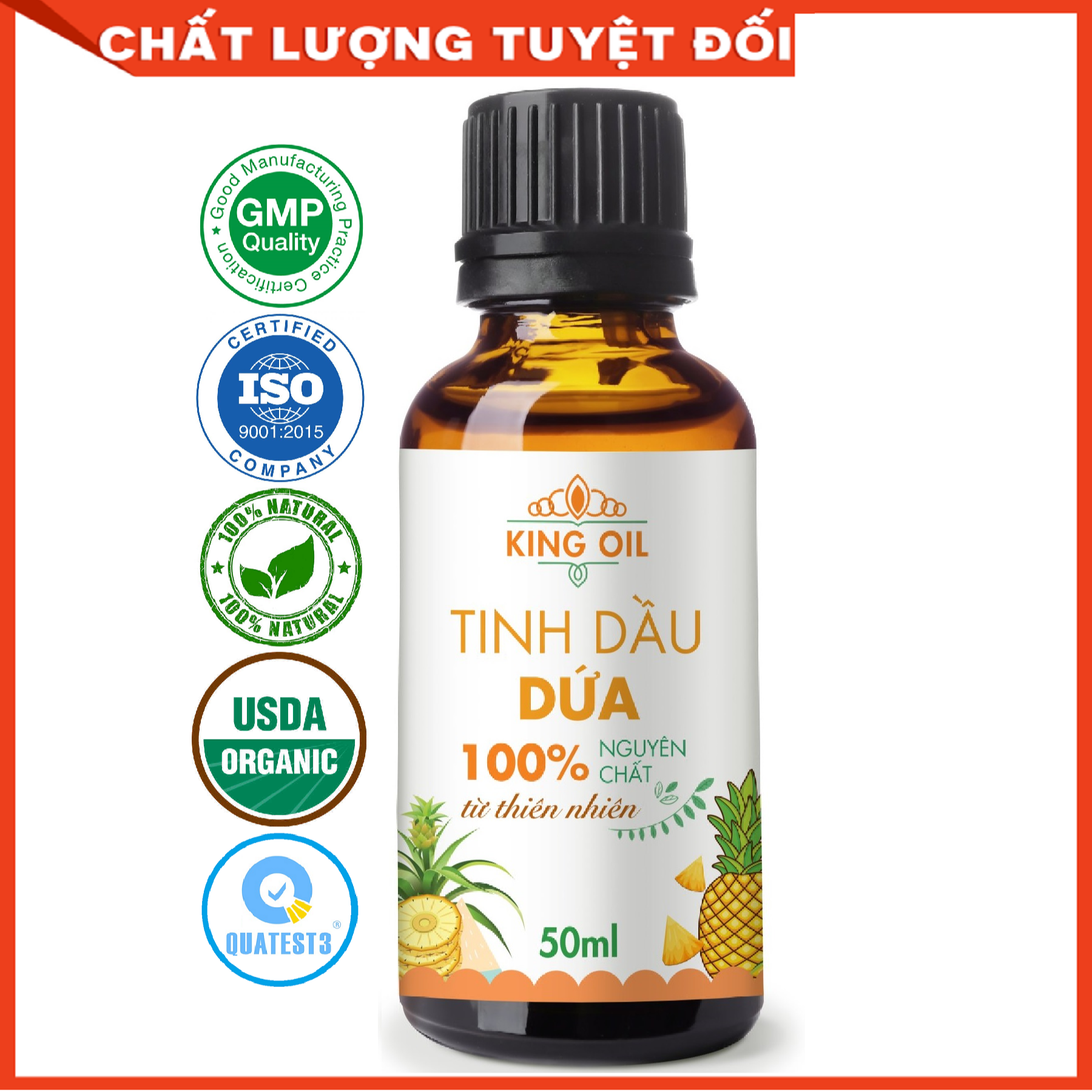 Tinh dầu Dứa  50ml nguyên chất từ thiên nhiên, xông phòng, khử mùi, đuổi muỗi, thơm phòng - KingOil