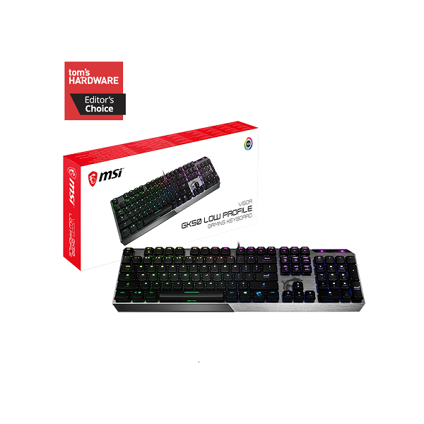 Bàn phím cơ gaming có dây MSI Vigor GK50 Low Profile US (màu đen) -Hàng chính hãng