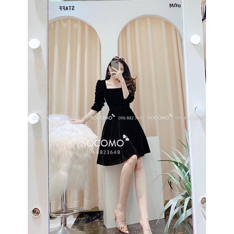 Đầm nhung cổ vuông cho nữ DN283