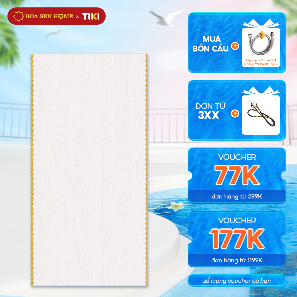 Gạch ốp tường bán sứ LUSTILE VNOML0300600004TN bề mặt bóng, độ hút nước thấp, kích thước 300mmx600mm, thùng 8 viên - Hàng chính hãng