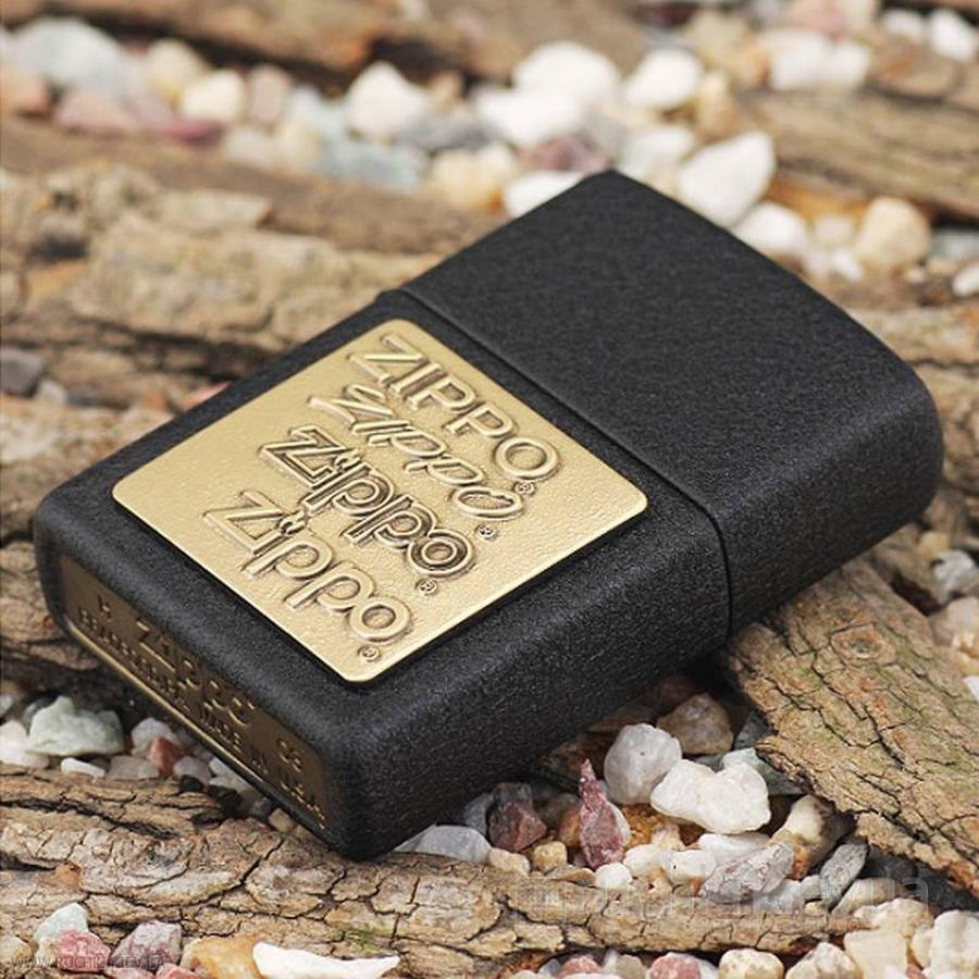 Bật Lửa Zippo 362 Brass Emblem Black Crackle