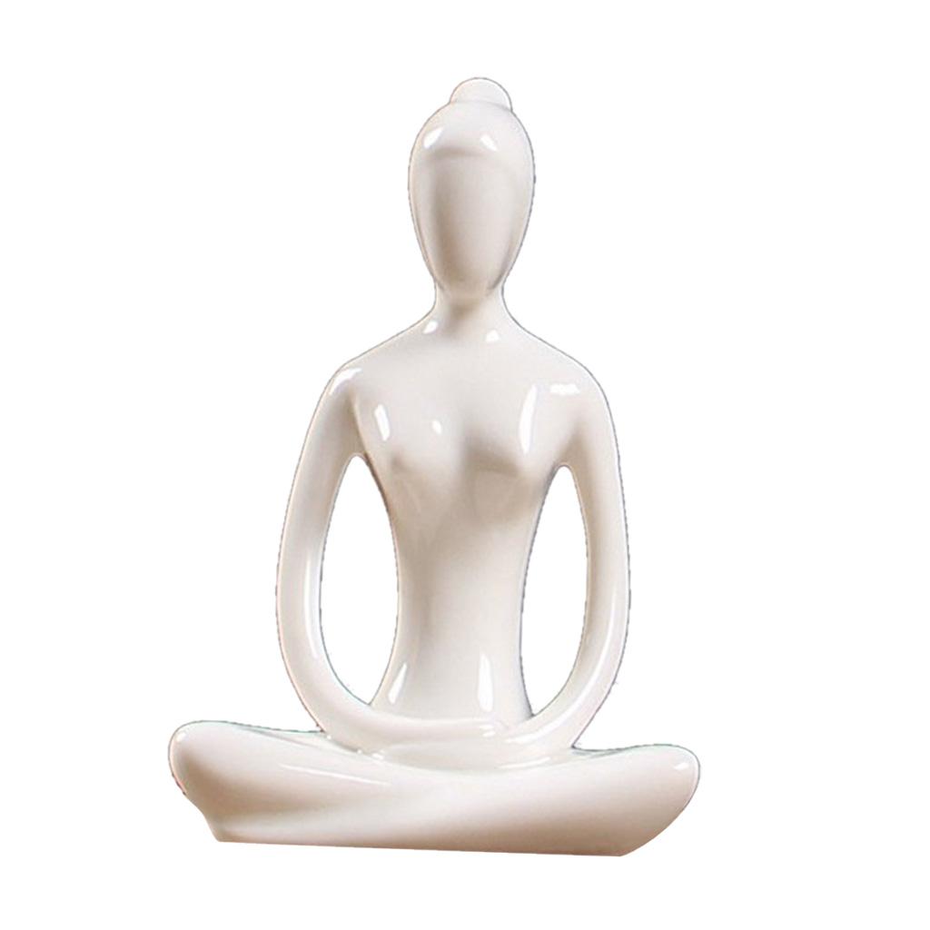 4x Ceramic Yoga Figure Ornament Statue Sculpture for  Desk Decor