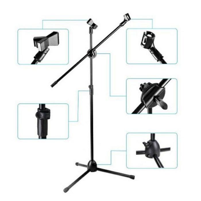 Chân đế kẹp micro BOM MIC STAND, giá đỡ mic đứng phòng thu, sân khấu chuyển nghiệp