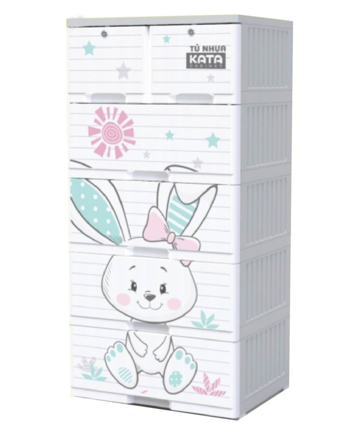 Tủ Nhựa Kata 5 Tầng Giá Rẻ, Chất Lượng, Chính Hãng, Nhiều Màu Sắc - Xám - Thỏ Con