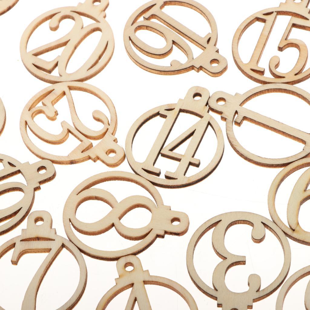 25 Pieces Favors Unpainted Natural Wood Piece Numbers