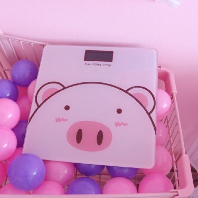 Cân ĐIện Tử Cân Sức Khỏe Khối Lượng Từ 0,5kg Đến 180kg Thay Pin AAA Hình Lợn Hồng