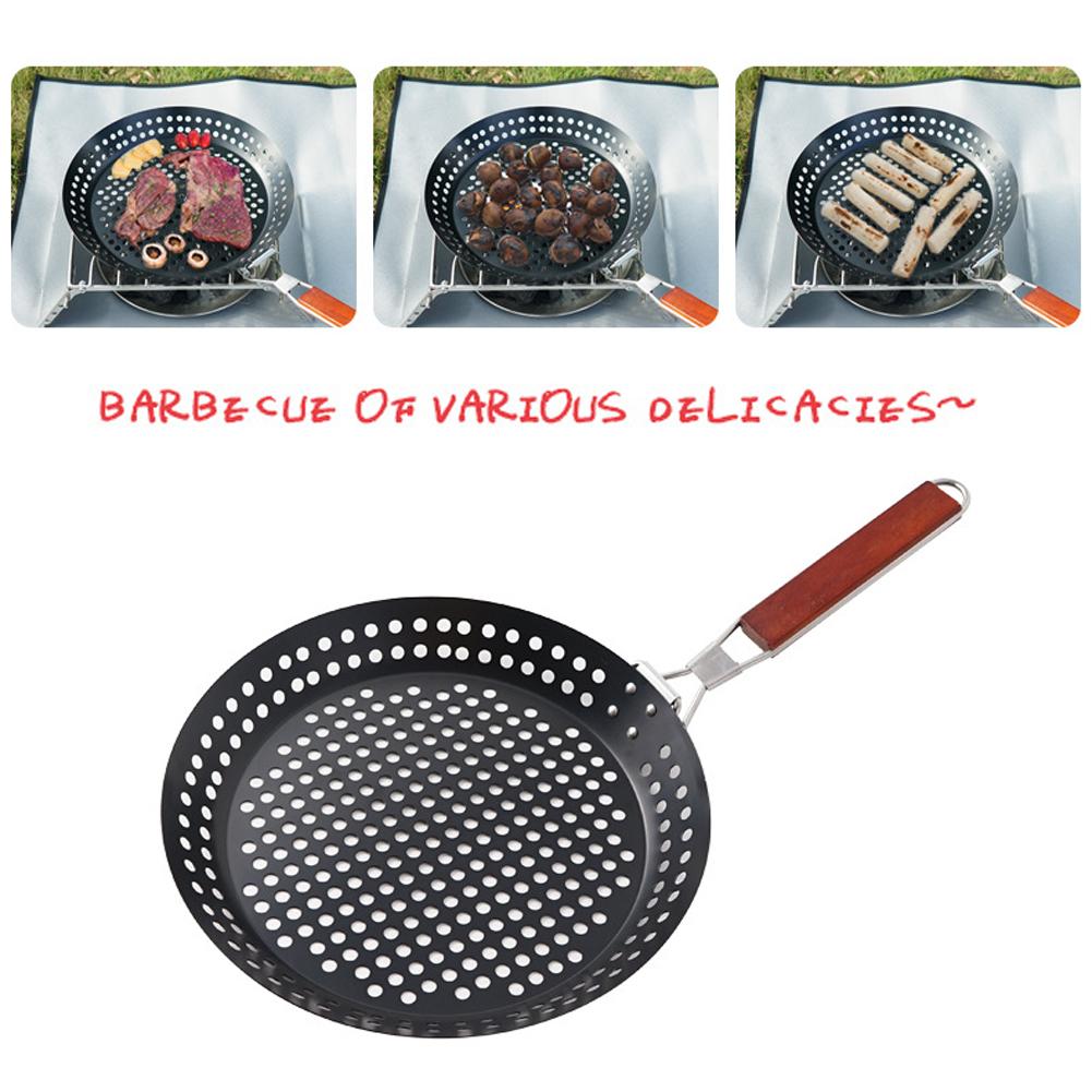 Chảo vỉ nướng tròn có lỗ xếp gọn chống dính cho nấu ăn BBQ dã ngoại ngoài trời