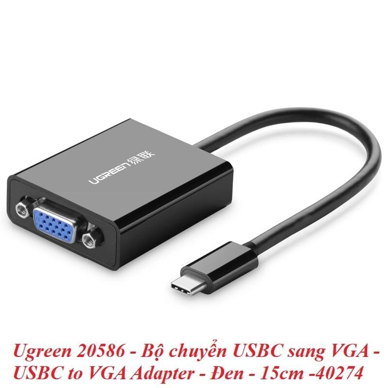 Ugreen UG2058640274TK 15CM màu Đen Bộ chuyển đổi TYPE C sang VGA vỏ bọc nhựa ABS - HÀNG CHÍNH HÃNG