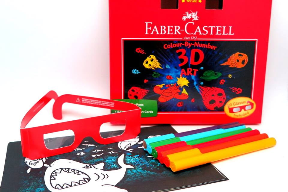 Bộ Tranh 3D Tô Màu Bằng Số + Kiếng 3D Faber Castell