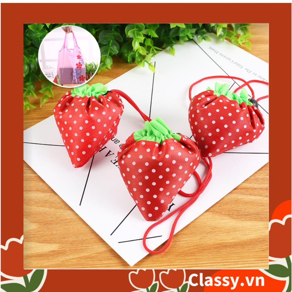 Túi dù gấp gọn Classy hình quả dâu xinh xắn, đi chợ, đi du lịch - Sản phẩm thân thiện với môi trường T290