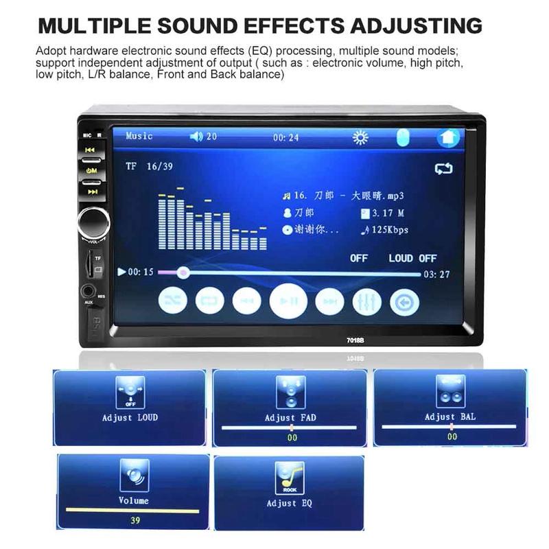 7018B 3rd 7 inch HD 2 DIN Xe hơi Bluetooth MP5 Player Hỗ trợ kết nối điện thoại di động (Android & IOS MirrorLink)
