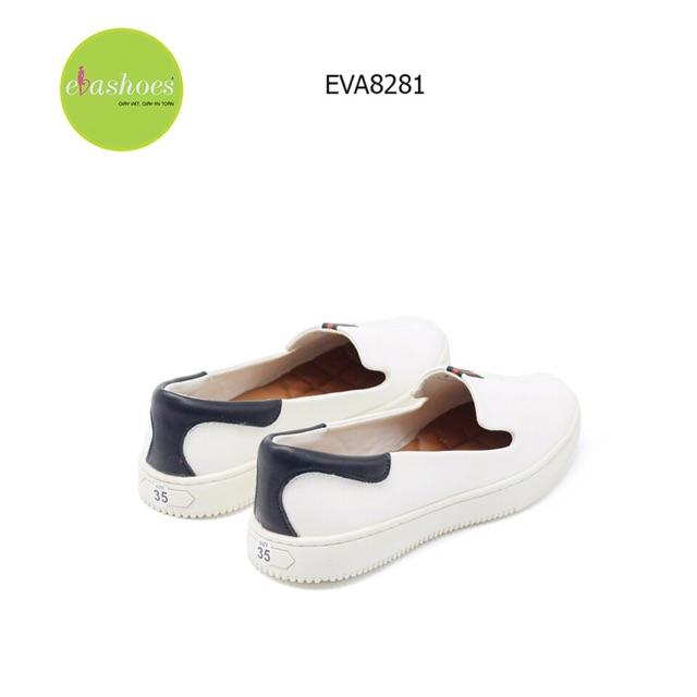 Giày Slip On Đế Bệt Evashoes - Eva8281(Màu Đen, Kem, Trắng