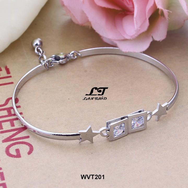 Vòng tay nữ 2 hình vuông WVT201 Không đen không gỉ sét