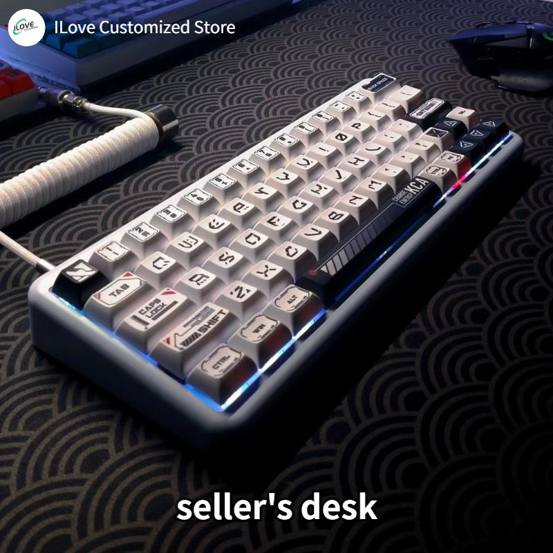 Coiled Keyboard Cable USB C for Mechanical Gaming Keyboard Double-Sleeved Wire with Detachable Metal Aviator Connector Charging