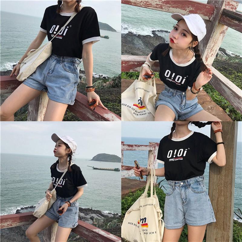 Áo Thun Tay Ngắn Cổ Tròn Hoạ Tiết Chữ Thiết Kế Dáng Rộng Thoải Mái