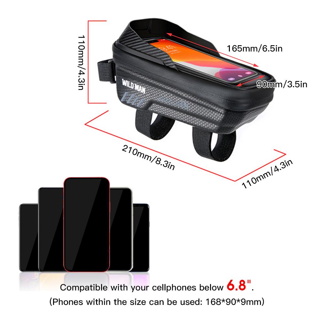 WILD MAN E12 Bike Phone Bag Waterproof Top Tube Bag Bicycle Touchscreen Phone Mount Bag Cycling Frame Bag