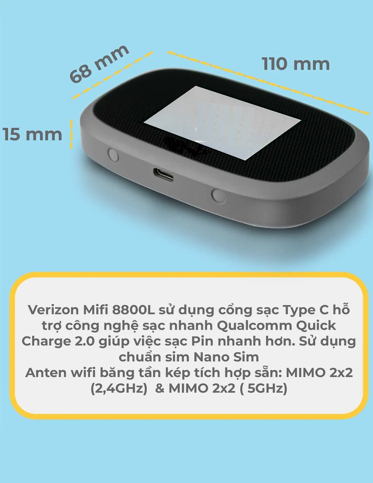 Bộ Phát Wifi Cầm Tay Verizon Mifi 8800L Băng Tần Kép 2,4Ghz và 5Ghz Pin 4400mah + Tặng 2 ăng ten TS9 EDUP hàng nhập khẩu