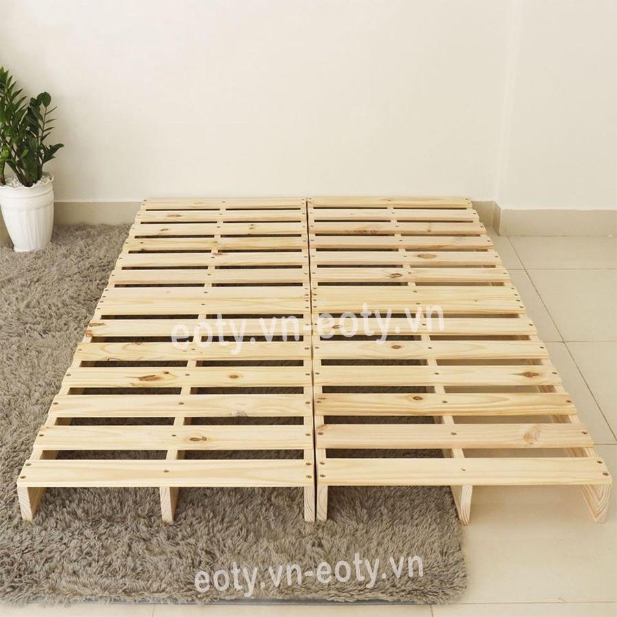 Giường pallet chân cao 10cm - Giường ngủ pallet gỗ thông Eotygroup