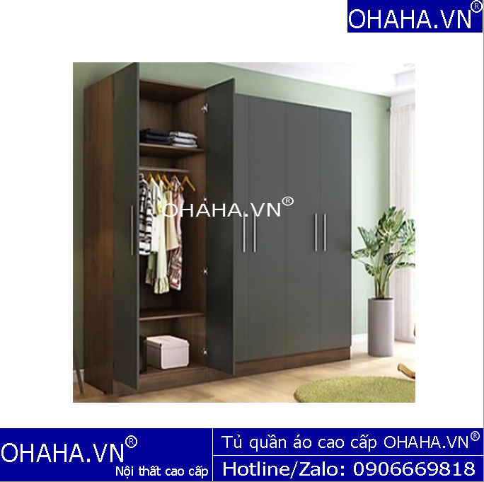 TỦ QUẦN ÁO GỖ CÔNG NGHIỆP HIỆN ĐẠI 6 CÁNH OHAHA - HĐ010